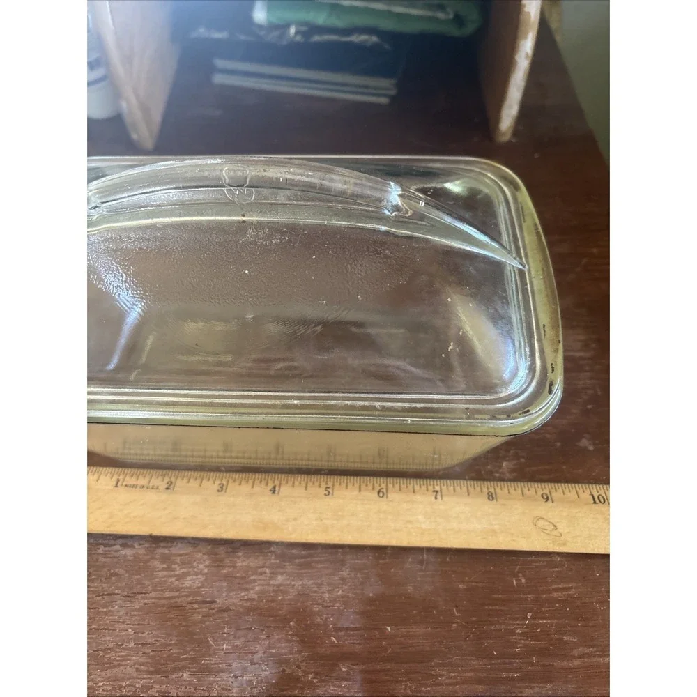 Vintage Westinghouse Clear Refrigerator Loaf Pan Glass Dish with Fin Lid‎